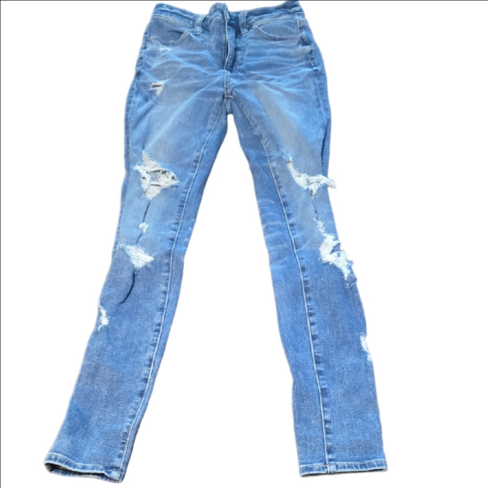 American EAGLE distressed Skinny High Rise Blue Women's Jeans Size 00